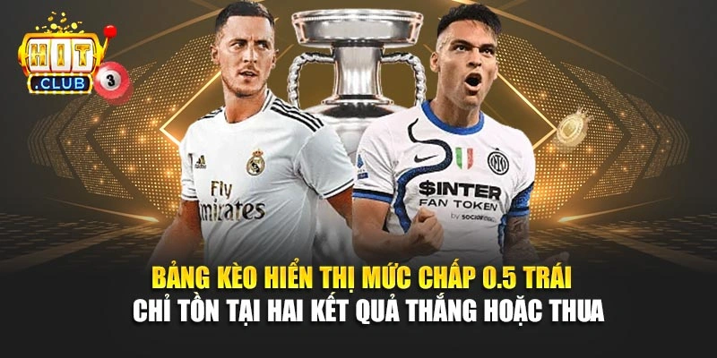 Bảng kèo hiển thị mức chấp 0.5 trái chỉ tồn tại hai kết quả thắng hoặc thua